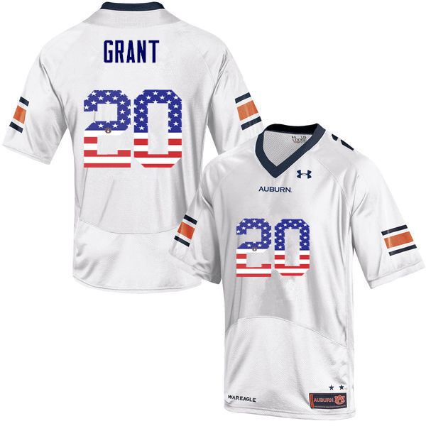 Men's Auburn Tigers #20 Corey Grant USA Flag Fashion White College Stitched Football Jersey